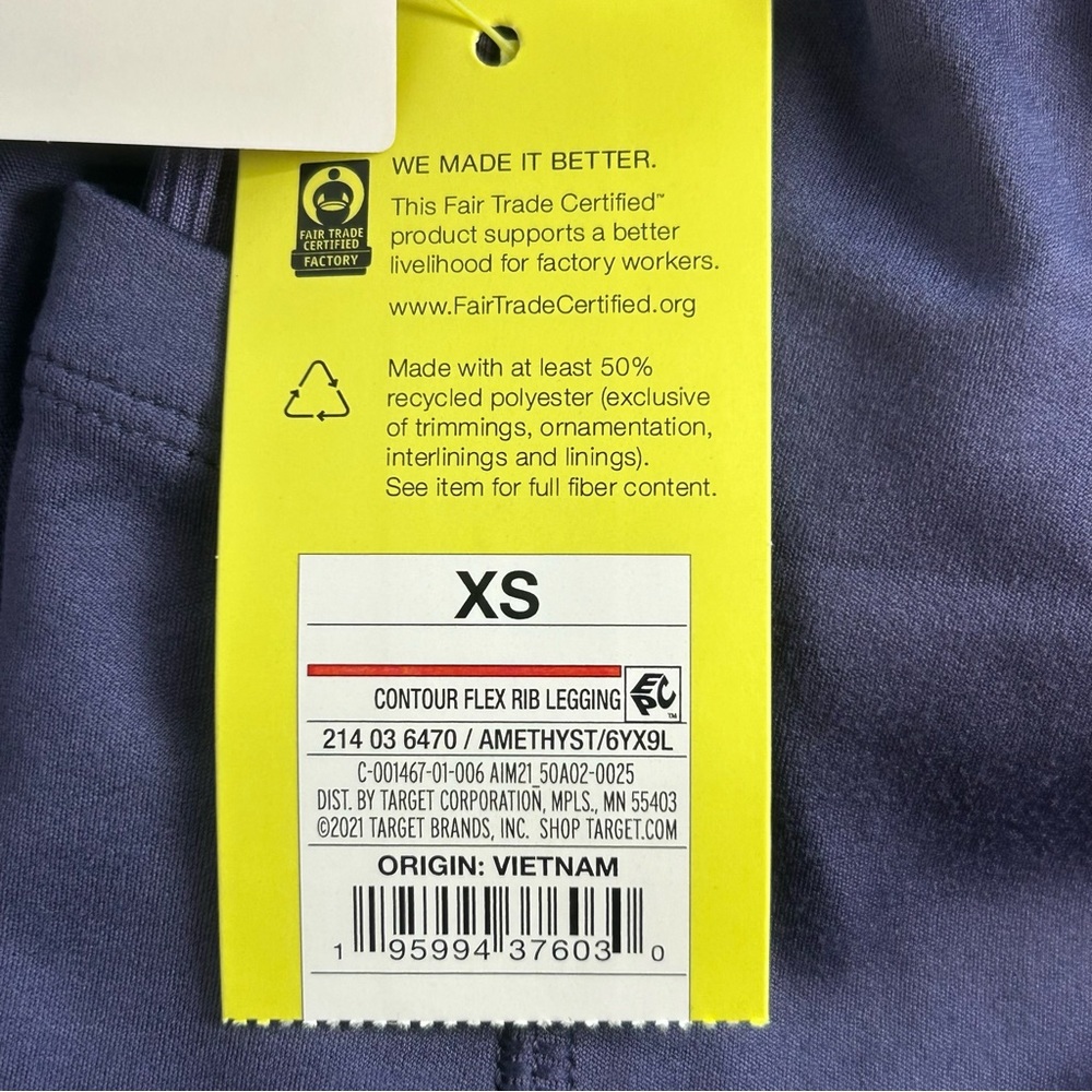 All In Motion Women's Contour Flex Ribbed 7/8 High Rise Leggings XS, Purple New - Picture 6 of 11